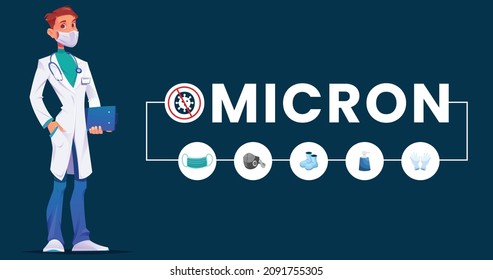 Stop Omicron variant, New strain of coronavirus. Vector illustration design.
