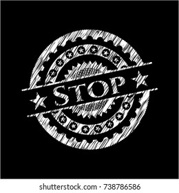 Stop on chalkboard