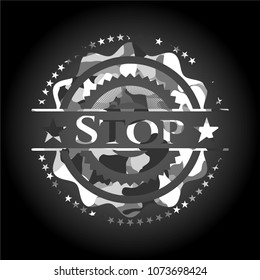 Stop on grey camo pattern