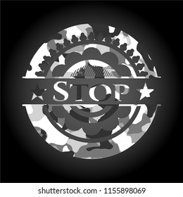 Stop on grey camo pattern