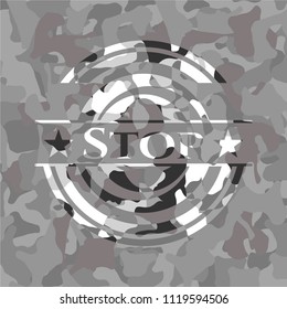 Stop on grey camouflaged pattern