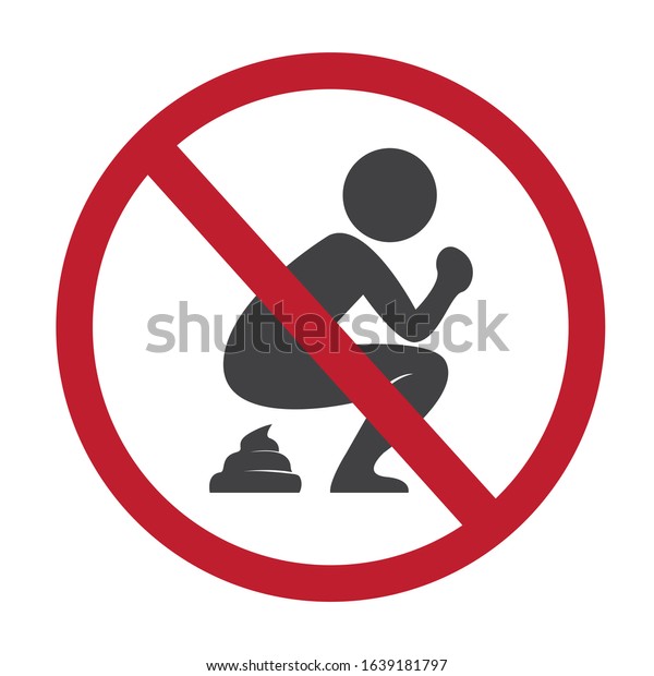 stop open\
defecation prohibition sign, healthcare and hygiene awareness\
campaign symbol icon flat illustration\
vector