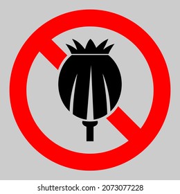 Stop opium poppy vector illustration. An isolated flat icon illustration of stop opium poppy with nobody.