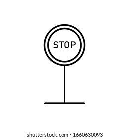 Stop with outline icon vector
