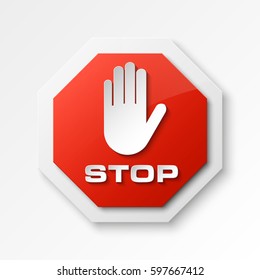 STOP palm icon, No entry icon, road sign, danger badge