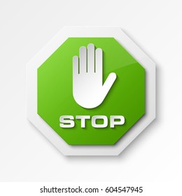 STOP palm icon, No entry icon, road sign, danger badge