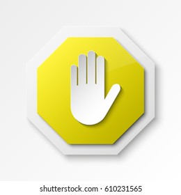 STOP palm icon, No entry icon, road sign, danger badge