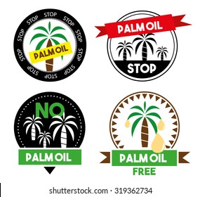 Stop palm oil icons set 