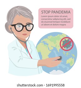 STOP PANDEMIA Coronavirus Practitioner Consultation Vector Set
