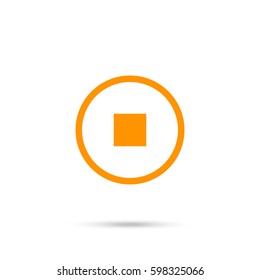 stop, pause button vector icon. Orange icon