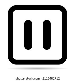 Stop and pause icon with shadow, interface media button, internet player video symbol, web film audio vector illustration .