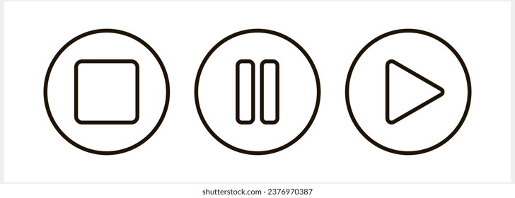 Stop pause play button icon Sketch pictogram Vector stock illustration EPS 10