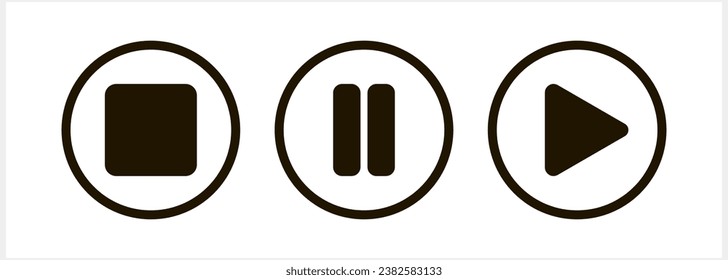 Stop pause play button icon Stencil pictogram Vector stock illustration EPS 10