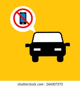 stop phone when driving in car on yellow background vector