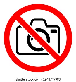 Detener el signo de la cámara fotográfica. Ilustración vectorial. Sin signo fotográfico. La cámara fotográfica está prohibida.