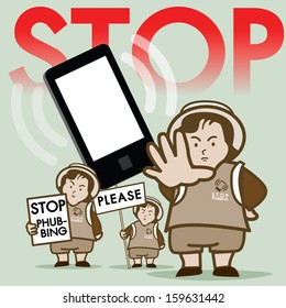 Stop Phubbing Smart Phone Campaign : This vector present for Resist Smart phone in public.