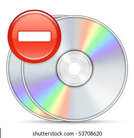 Stop piracy. Software disc and stop sign.