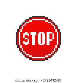 Stopppixelzeichen, Stoppsymbol. Vektorgrafik.