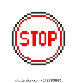 Stopppixelzeichen, Stoppsymbol. Vektorgrafik.