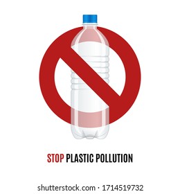 Stop plastic pollution banner. Realistic vector illustration