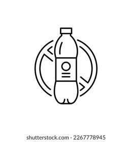 Stop plastic pollution black line icon. Pictogram for web page, mobile app, promo.