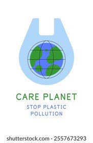 Stop plastic pollution. Environment awareness. Ecology. Flat illustration. Vector file.