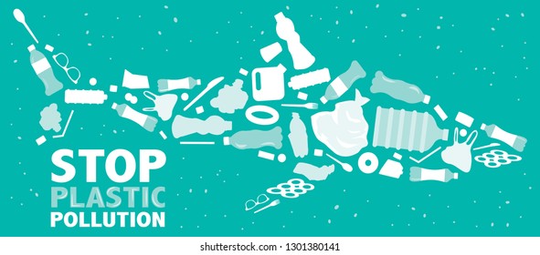 stop plastic pollution environmental banner plastic garbage trash marine life in our ocean decor
