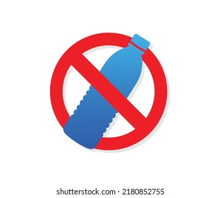 Stop plastic pollution. Save our Earth. A red prohibition sign crosses out the plastic bottle.