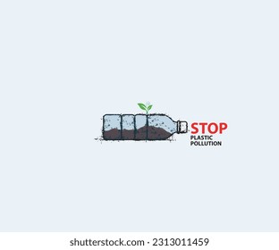 Stop Plastic Pollution. save trees save the earth. vector illustrations. world environment day.