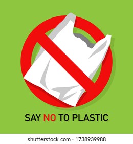 Stop plastic pollution. Say no to plastic. Vector illustration 