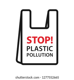 Stop plastic pollution. Simple line icon. Isolate on white background. Vector.