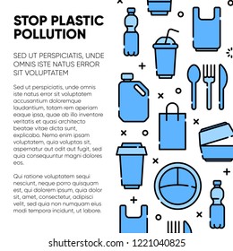 Stop plastic pollution vector illustration. Plastic eco problem banner.