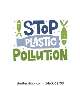 Stop plastic pollution word concept banner