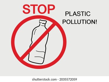 stop plastic slogan vector art with bottle drawing