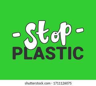 Stop plastic vector text, hand drawn lettering