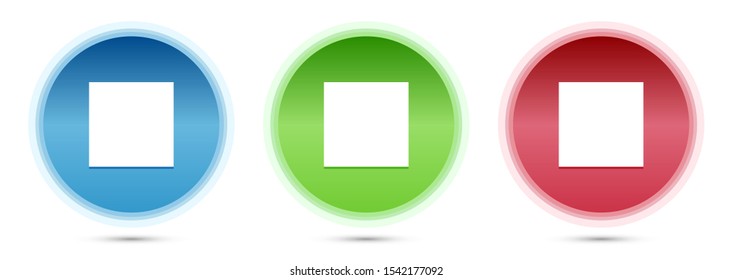 Stop play icon isolated on glass round buttons set illustration