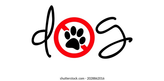 Detente, por favor, no se permiten perros. Perro eslogan con señal de pie. Pictograma de pasos. Pie, icono de impresión de pies. Silueta de huellas de hebilla. Vector plano sin prohibición.