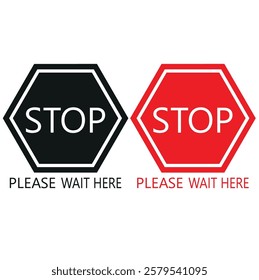  Stop Please wait here thank you vector icon