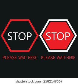  Stop Please wait here thank you vector icon