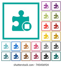Stop plugin flat color icons with quadrant frames on white background
