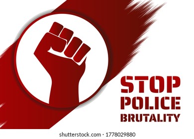Detengan el concepto de brutalidad policial. Plantilla para fondo, banner, afiche con inscripción de texto. Ilustración del vector EPS10