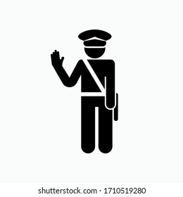 Stop Police Icon. Inspection and Checking Symbols by Officials.
