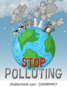 Stop pollution banner vector concept illustration