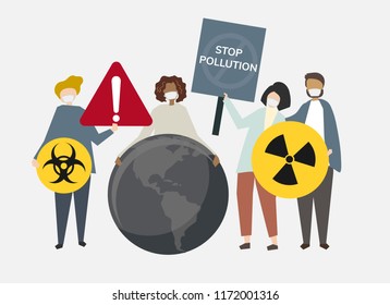 Stop pollution and climate change illustration