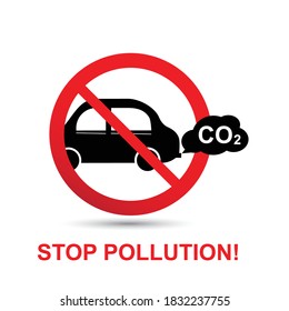 Stop pollution concept. No car exhaust vector illustration isolated on white
