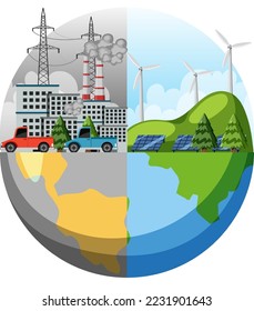 Stop pollution earth concept illustration