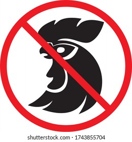 Stop!
Pollution rooster forbidden sign, modern round sticker, vector illustration
No rooster vector sign over white background