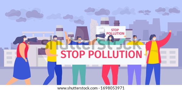 Stop Pollution Vector Illustration Cartoon Flat Stock Vector (Royalty ...