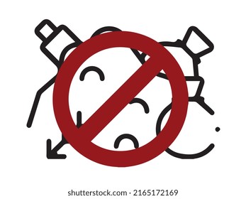 Stop pollution and waste icon can be used as vector. You can use the prohibition sign individually. This vector file can be used for animation and for any design