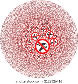 Stop praying hands icons are organized into spheric collection. Stop praying hands icon spheric composition. Abstract round globula mosaic is organized from stop praying hands icons.